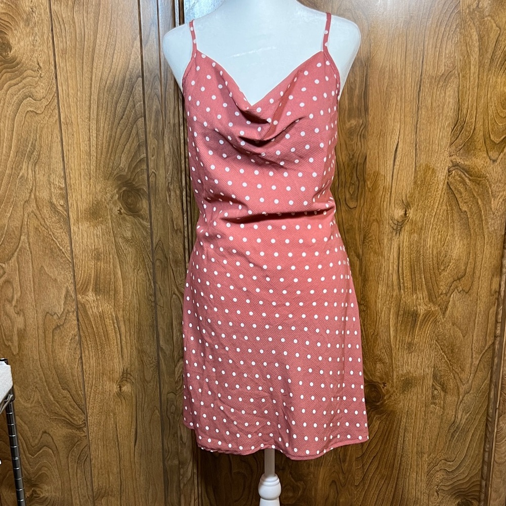 Chic Coral Polka Dot Mini Dress